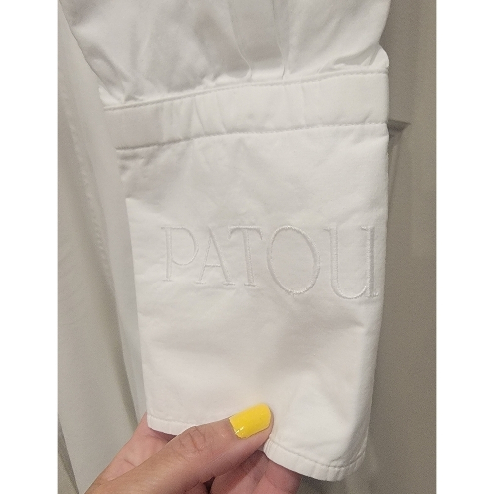 PATOU Belted Pleated Cotton-Poplin Mini Shirt Dress Size 8 - Picture 4 of 12
